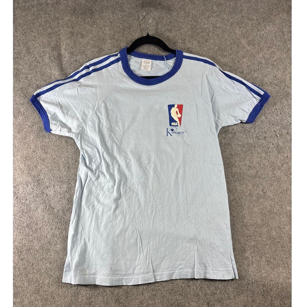 VTG 70s NBA Kinney Ringer Shirt Youth Large NBA Graphic Tee Basketball Sports